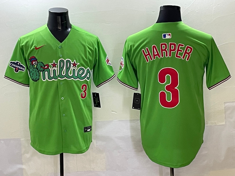 Men's Philadelphia Phillies Bryce Harper #3 Green Jersey